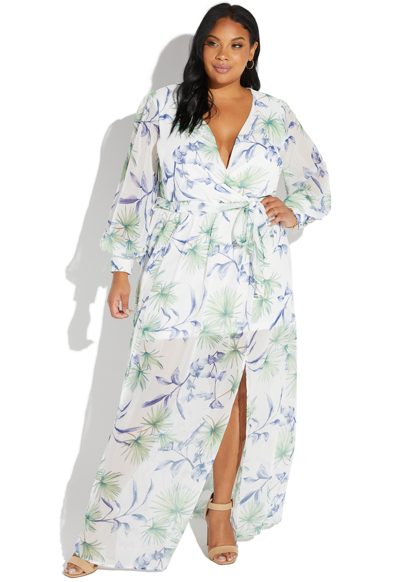 plus size surplice maxi dress