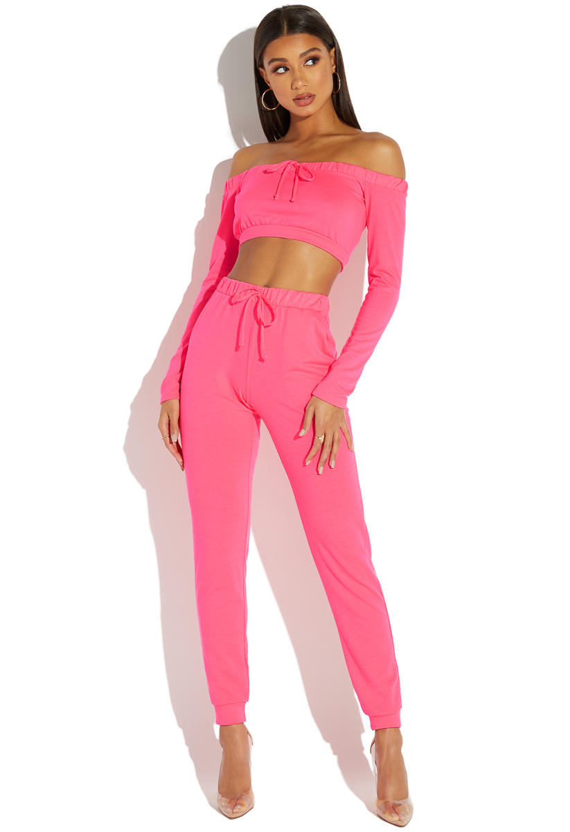 off the shoulder jogger set