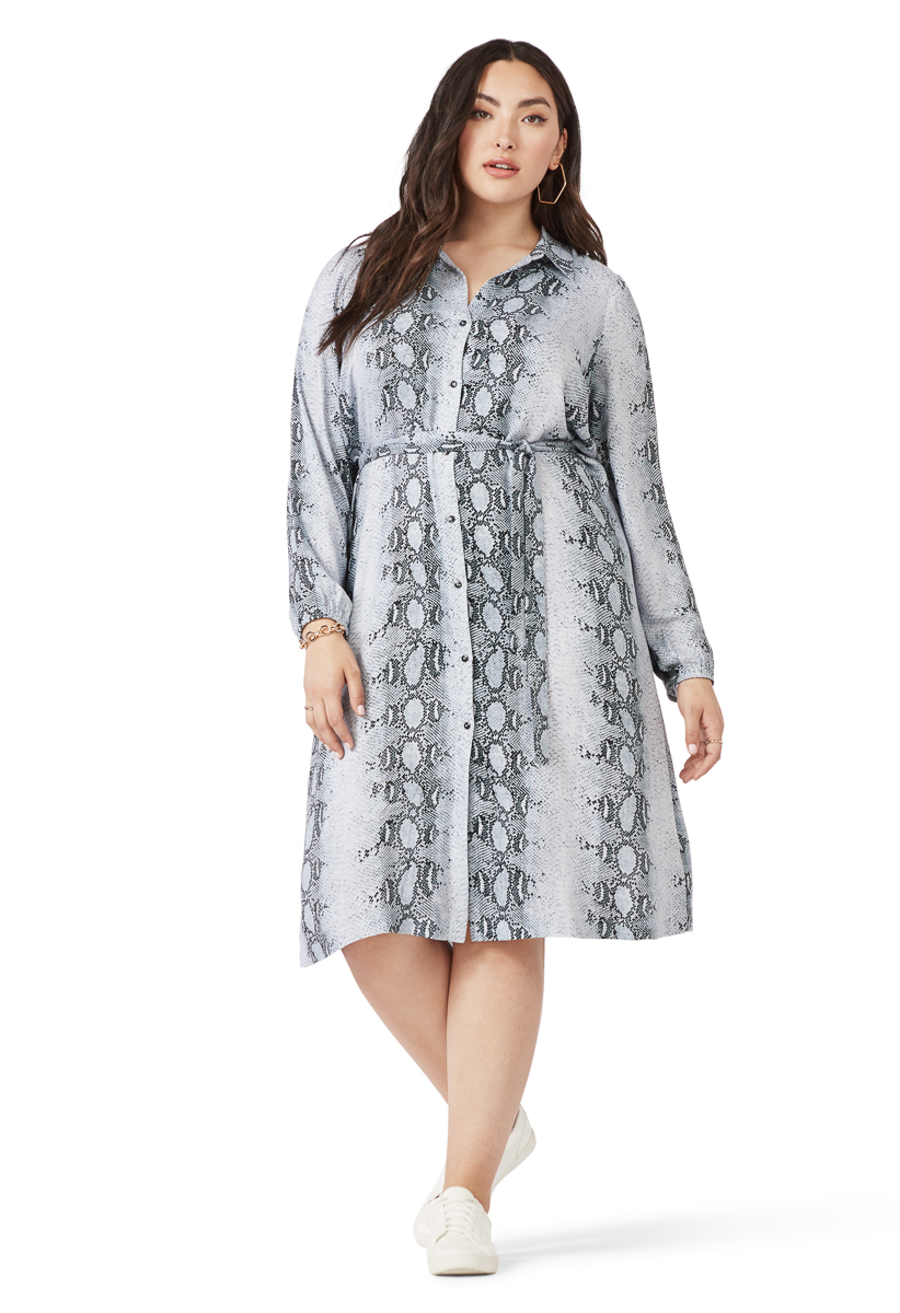 snake print midi shirt dress