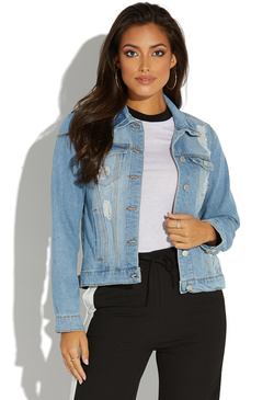 DISTRESSED DENIM JACKET - ShoeDazzle