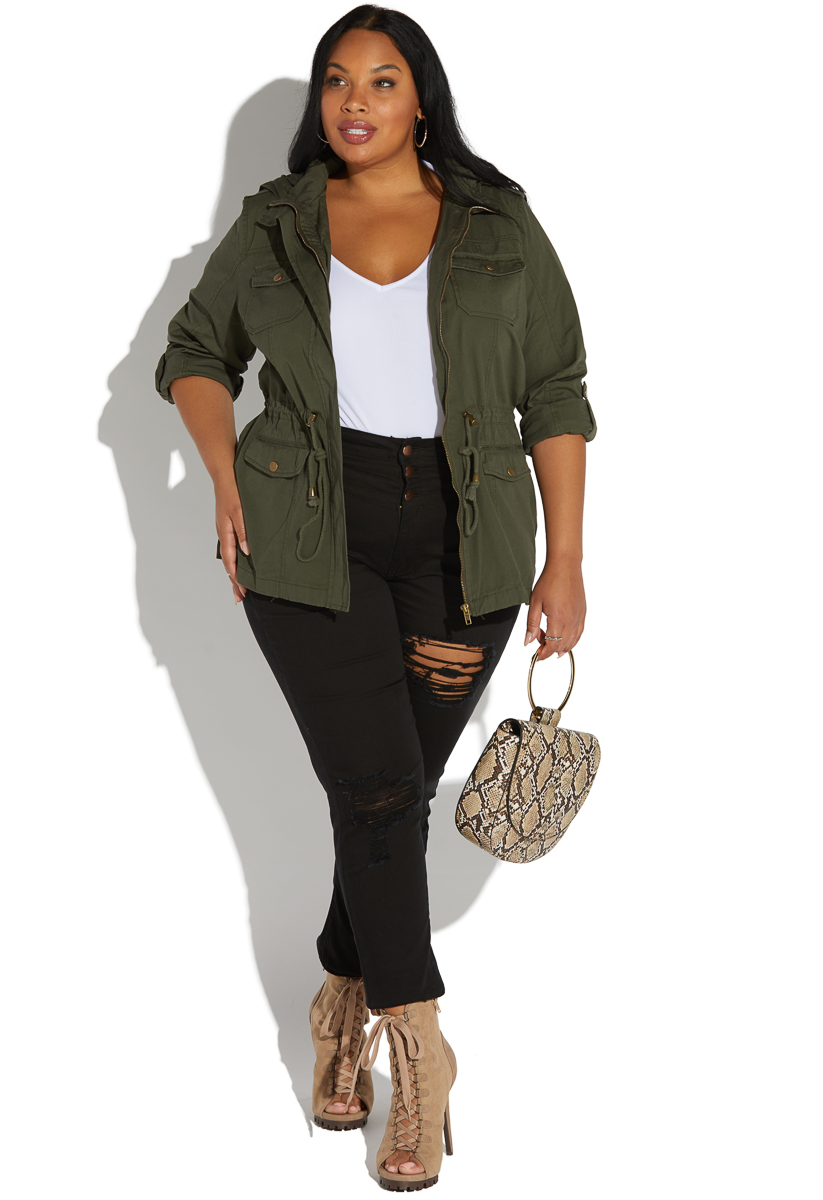 plus size cargo jacket