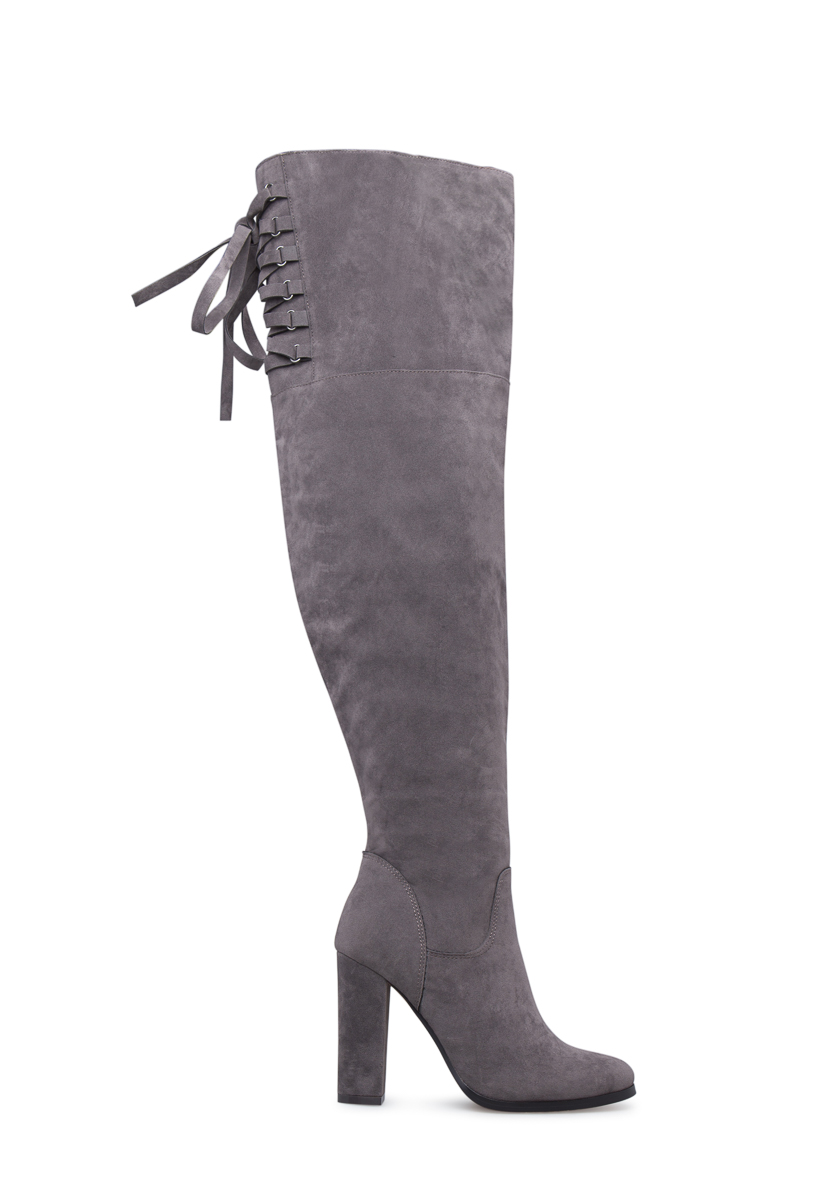 shoedazzle black thigh high boots