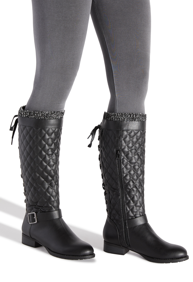 wide calf quilted boots