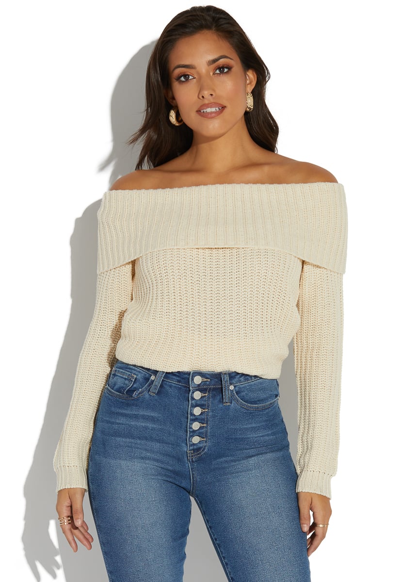 off the shoulder tunic sweater