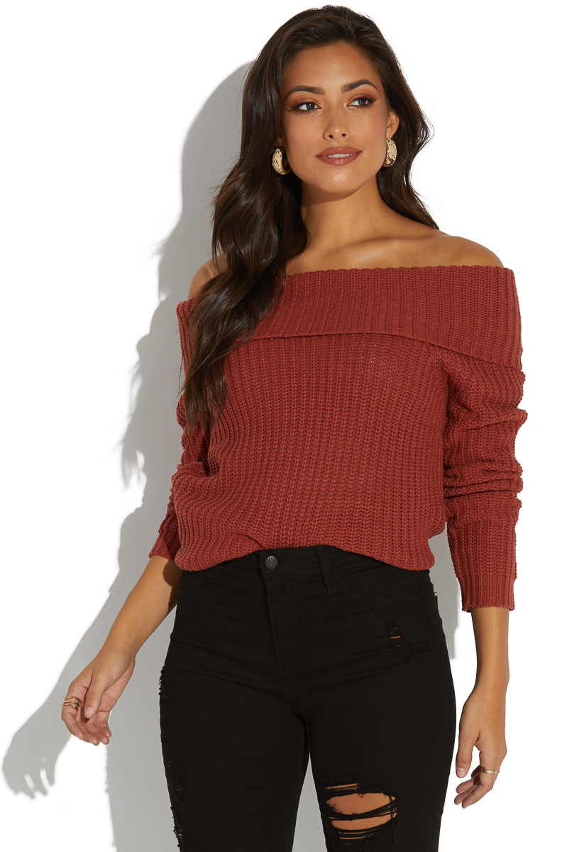 off the shoulder tunic sweater