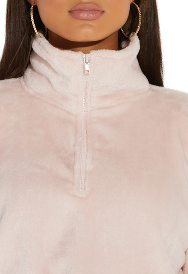 fuzzy half zip pullover