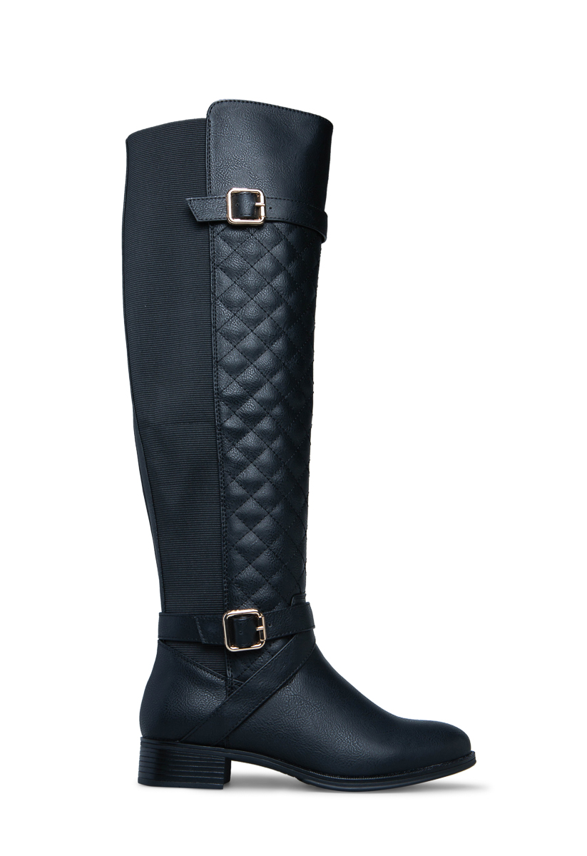 wide calf quilted boots