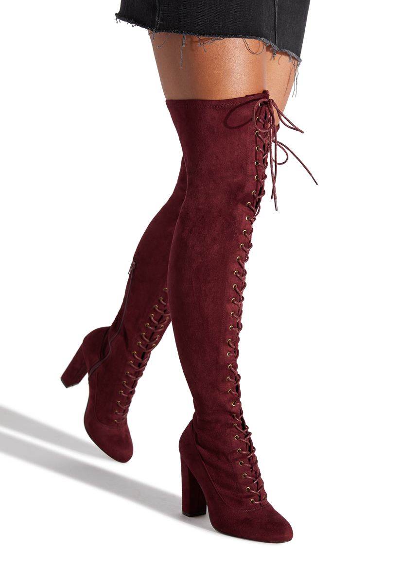 front lace up over the knee boots