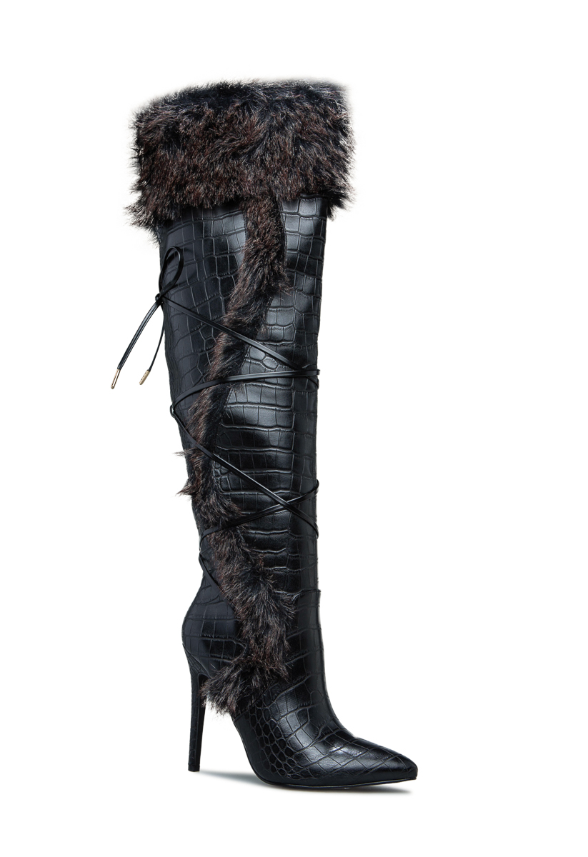 stiletto fur boots