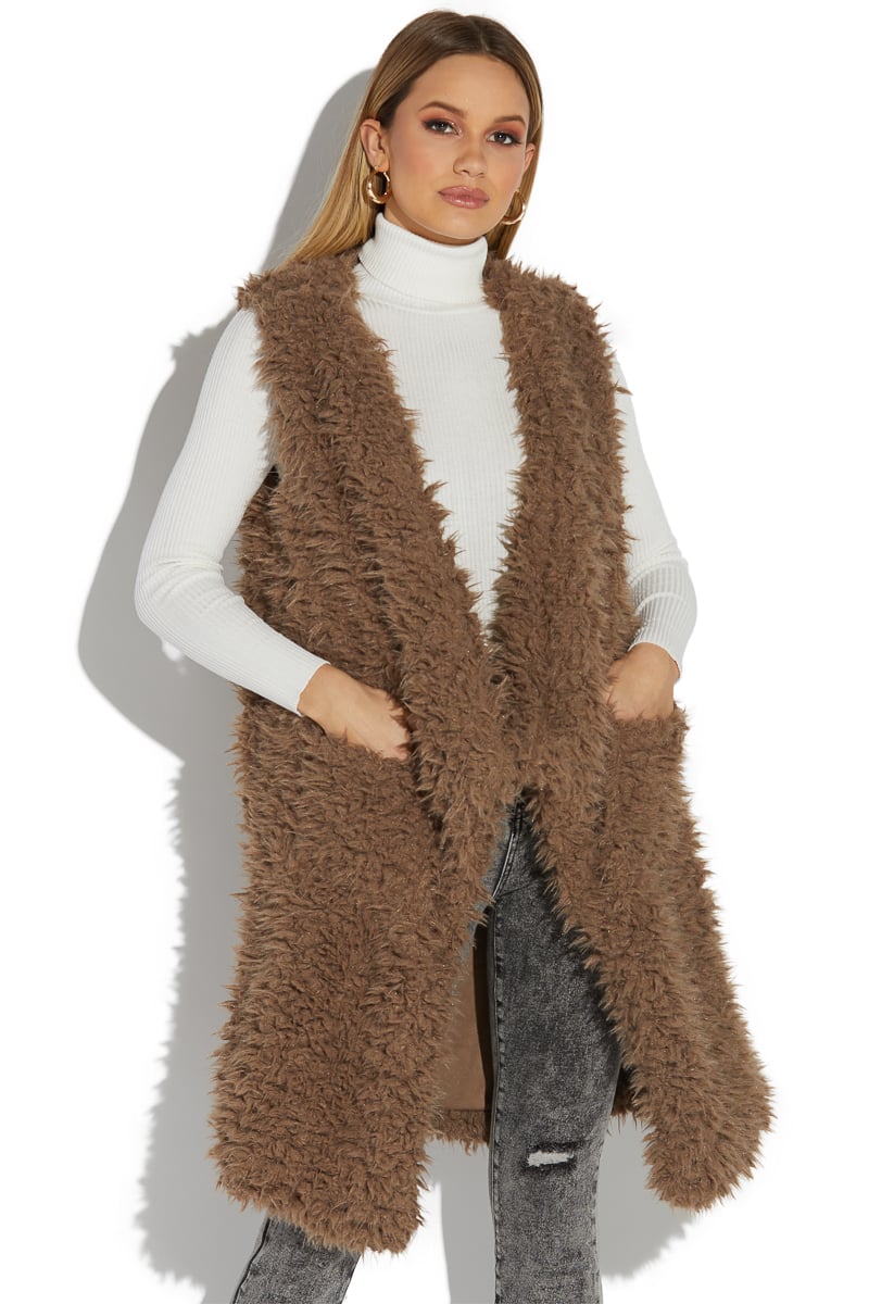 faux fur draped vest