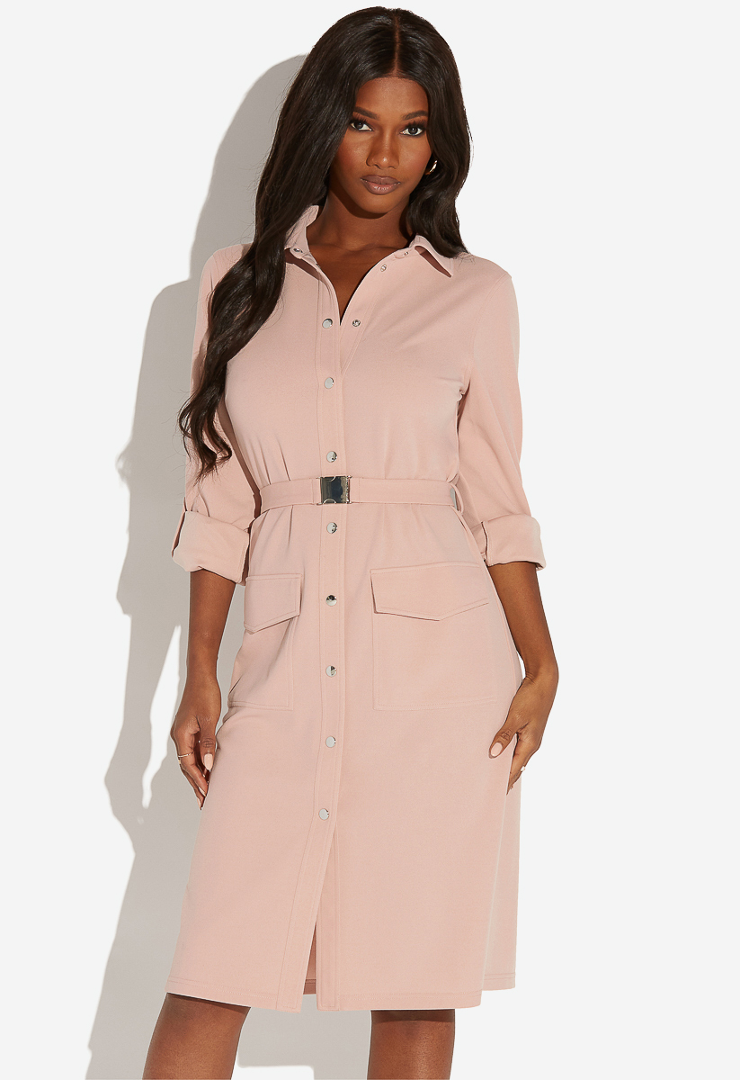 button front utility dress