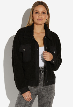 OVERSIZED POCKET FRONT PLUSH JACKET - ShoeDazzle