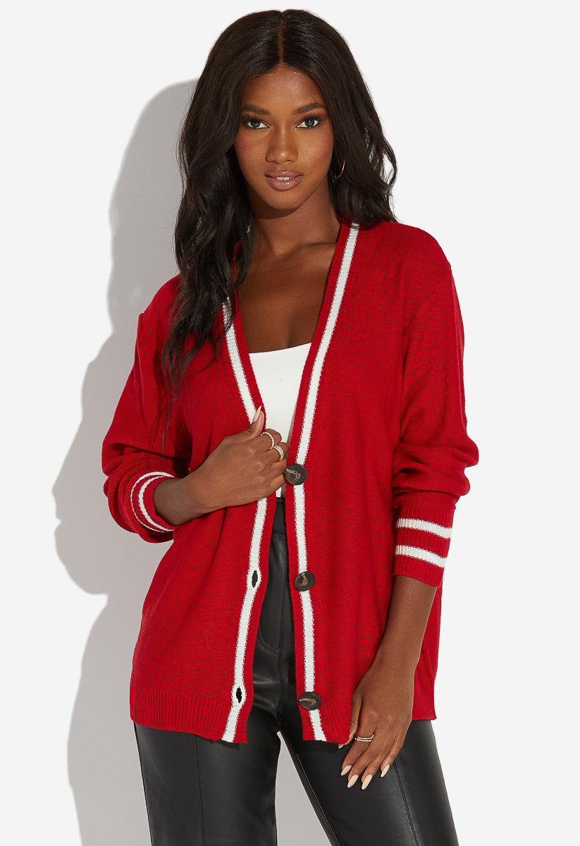 varsity stripe cardigan