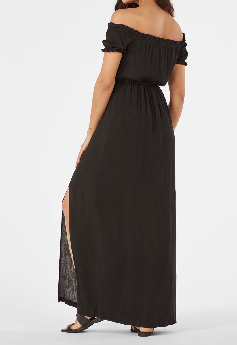 long off the shoulder maxi dress