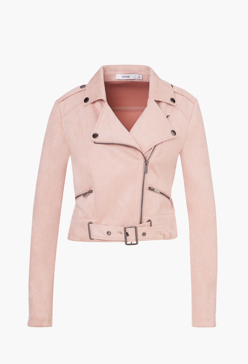 quinn faux suede moto jacket