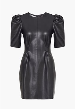 FAUX LEATHER PUFF SLEEVE DRESS - ShoeDazzle