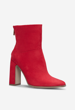 red booties block heel