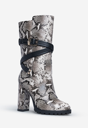 snakeskin calf boots