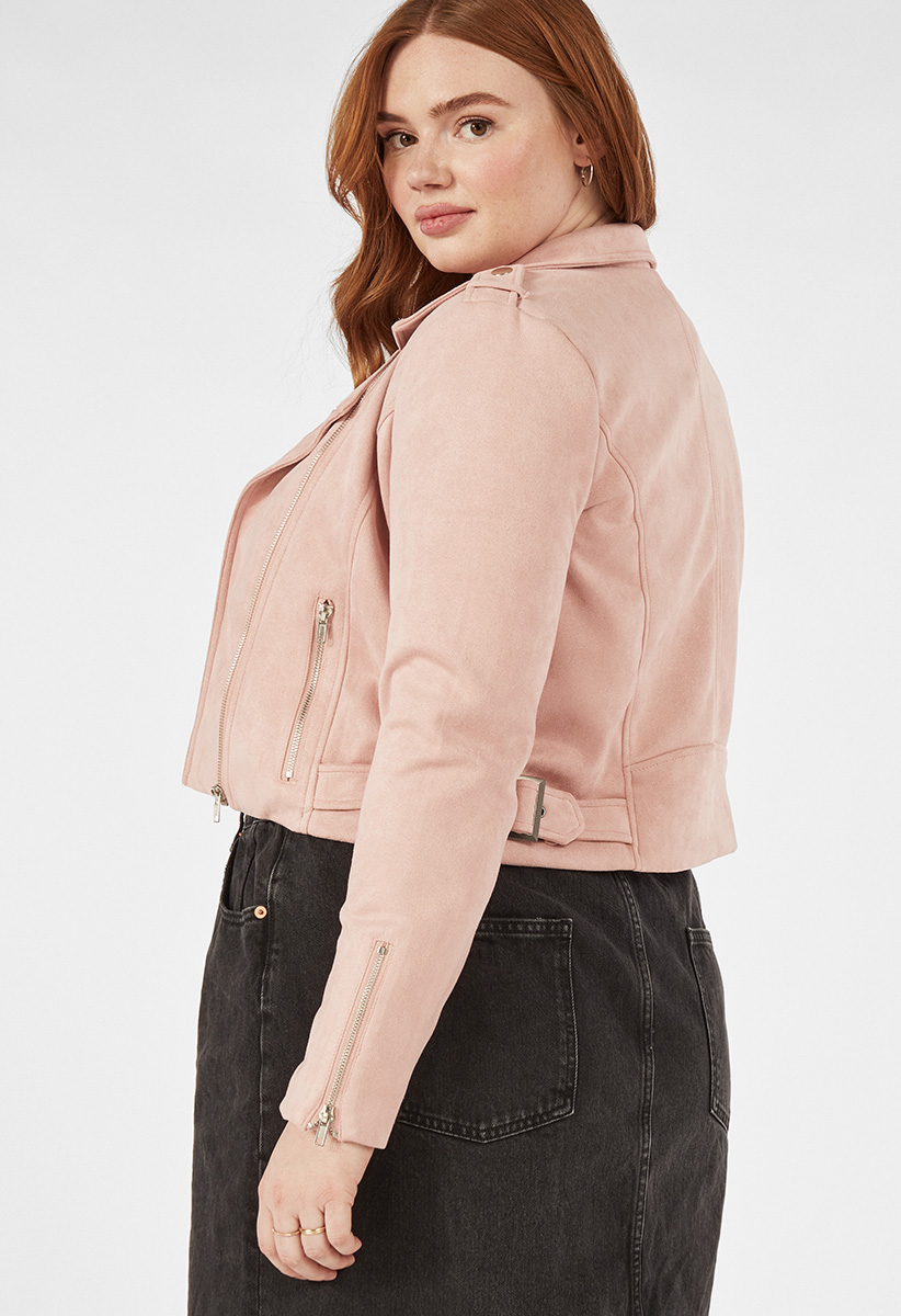 quinn faux suede moto jacket