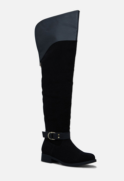 shoedazzle black thigh high boots