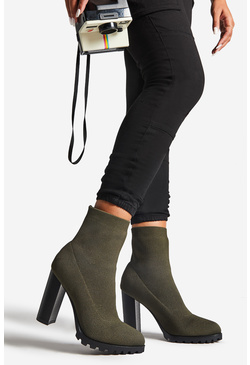 stretch block heel bootie