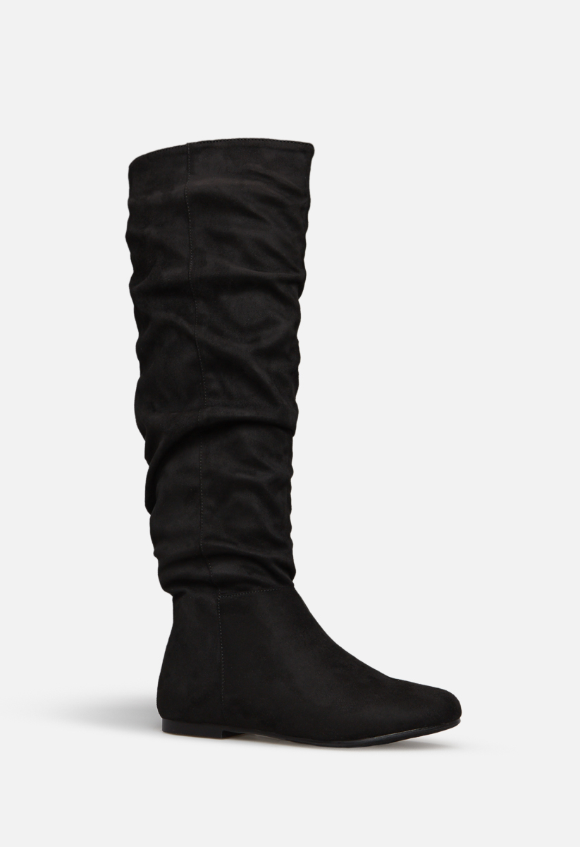 black slouch boots flat