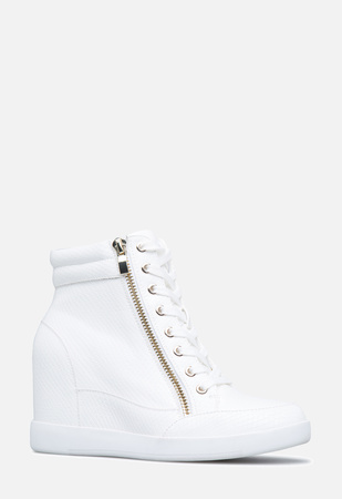 white wedge heel boots