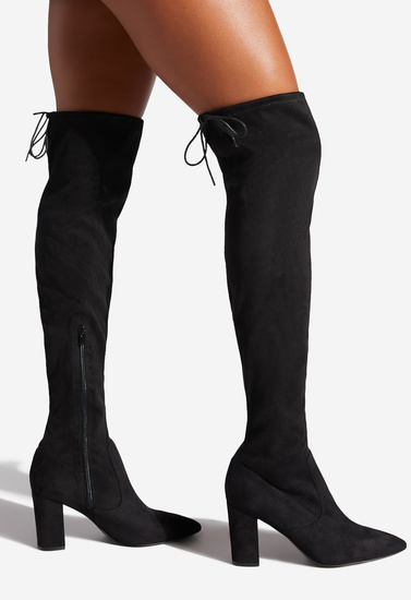 stretchy over the knee heeled boots