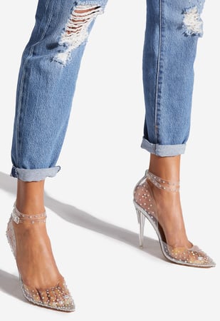 shoedazzle silver heels