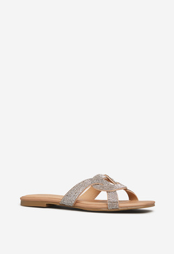 Enetta Embellished Flat Sandal