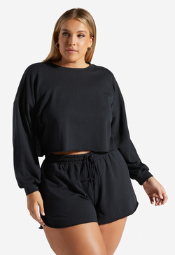 Plus Size Cropped Pullover Sweatshirt