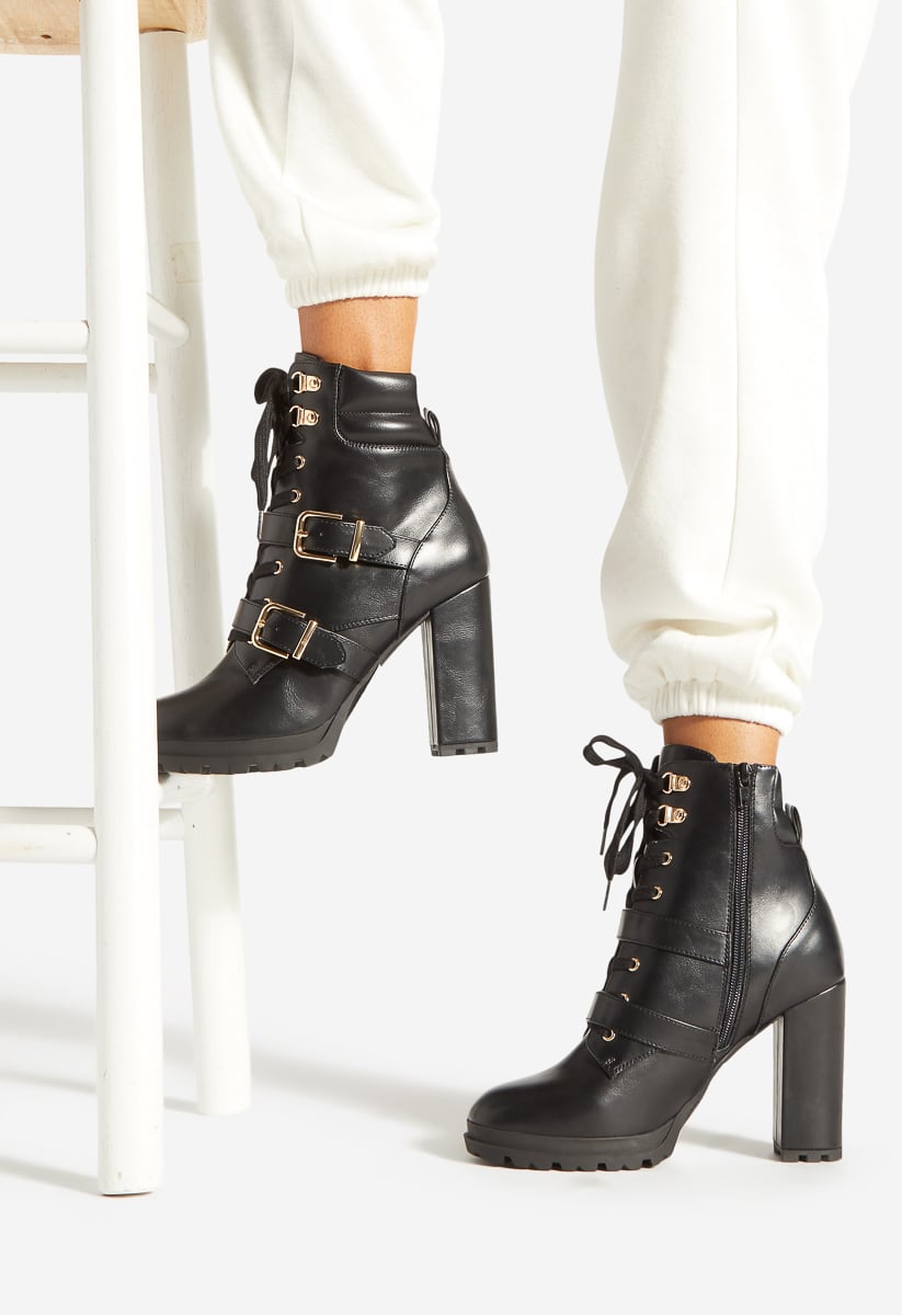 wide heel booties