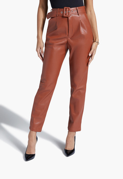 Belted Faux Leather Pants