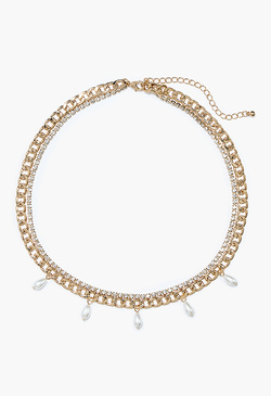 Luna Layered Chain Necklace With Pearl Drops