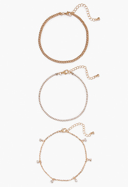 Evie Fine Mixed Chain Anklet Pack