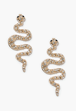 Kallie Rhinestone Snake Drop Earrings